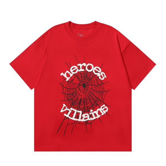 Men's Sp5der Round Neck Printed Red T Shirt - Picture 1 of 11